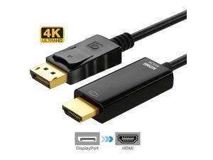 Displayport to HDMI, Hannord 4K DP to HDMI Cable Gold-Plated High Speed (4K 30Hz, 1080P 120Hz) Uni-Directional Video Display Cord Compatible for Lenovo Dell HP ASUS Monitor Projector Computer, 6ft.