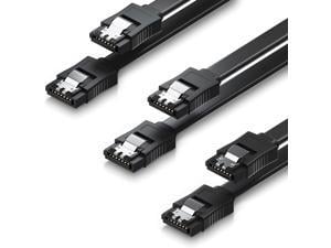 Hannord SATA Cable III, 3 Pack SATA Cable III 6Gbps Straight HDD SDD Data Cable with Locking Latch 15.75 Inch Compatible for SATA HDD, SSD, CD Driver, CD Writer - Black