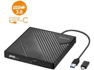Rodzon External CD Drive Type C USB 3.0 Portable CD DVD +/-RW Drive Slim DVD/CD ROM Rewriter Burner Writer Compatible with Laptop Desktop PC Windows Linux OS Apple Mac, Type C Rodzon External CD Drive Type C USB 3.0 Portable CD DVD +/-RW Drive Slim DVD/CD ROM Rewriter Burner Writer Compatible with Laptop Desktop PC Windows Linux OS Apple Mac, Type C