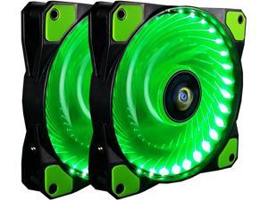 CONISY 120mm PC Case Cooling Fan Super Silent Computer LED High Airflow Cooler Fans - Green (2 Pack)