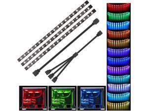 RGB LED Strip Lights PC - Speclux 3pcs 5050 Magnetic Computer Case LED Light Strips for M/B with 12v 4pin RGB Header Compatible with Asus Aura, Asrock RGB Led, Gigabyte RGB Fusion, MSI Mystic Light