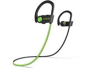 LETSCOM Bluetooth Headphones IPX7 Waterproof Wireless Sport Earphones HiFi Bass Stereo Sweatproof Earbuds wMic Noise Cancelling Headset for Workout Running Gym 8 Hours Play Time