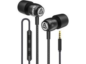 LUDOS Clamor Wired Earbuds in Ear Headphones with Microphone, Earphones with Mic and Volume Control, Memory Foam, Reinforced Cable, Bass Compatible with iPhone, Apple, iPad, Computer, Laptop, PC