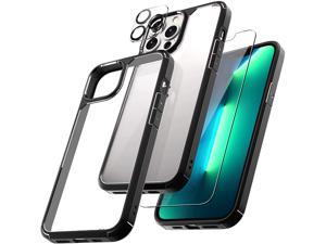[3 in 1] Defender Designed for iPhone 13 Pro Max Case 6.7 Inch, with 2 Pack Tempered Glass Screen Protector + 2 Pack Camera Lens Protector [Military Grade Protection] Shockproof Slim Thin