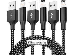 MFi Certified iPhone Charger 2021 Upgrade 3Pack 10FT Lightning Cable Fast Charging Nylon Braided Syncing Long Cord Compatible with iPhone 1211 Pro MaxXsXXR876s5 and More
