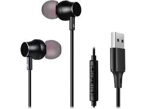USB Earbuds for Computer, in-Ear Headphones with Microphone & 1.8M Long Cord, Compatible with Laptop, Desktop PC, Notebook, Chromebook, CGS-W1B