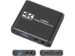 Capture Card, HDMI Audio Video Capture Card, 1080P 60FPS Video Recorder Capture Device Converter with Mic Input & Audio Output and 4K HD Loop-Out Work with Nintendo Switch/PS4/DSLR/OBS