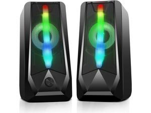 16W PC Gaming Speakers Imdwimd USB Wired Computer Speakers with Enhanced Stereo Colorful 6-Modes RGB Light, Dual-Channel Gaming Speakers for Desktop Tablet Computer Laptop Small TV (8Wx2) (G9-1)
