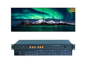 Video Wall Controller 4K 3840x2160@60Hz HDMI 2.0, HDMI 1.4, DP1.2 Inputs with 8 HDMI Outputs for TV Splicing, Support 4x2,4x1,2x3,2x4,1x8 Display and 180 Degree Rotate
