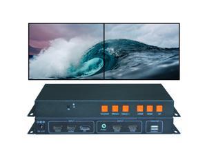 Video Wall Controller 4K 3840x2160@60Hz HDMI 2.0, HDMI 1.4, DP1.2 Inputs with HDMI Outputs for 2 TV Splicing, Support 1x2 Display and 180 Degree Rotate