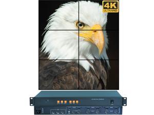 Video Wall Controller 4K 3840x2160@60Hz HDMI 2.0, HDMI 1.4 DP1.2 Inputs with 6 HDMI Outputs for TV Splicing, Support 3x2, 3x1, 1x5,1x6 Display and 180 Degree Rotate