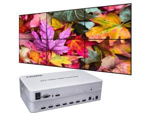 Video Wall Controller 2x3 4K 3840x2160@30Hz Processor HDMI 1.4 HDCP 1.4 Support 1x2,2x1,2x2,2x3 with 1 HDMI Input 6 HDMI Output