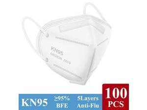 KN95 Disposable Face Mask 100 Pack - Miuphro 5-Ply Breathable Safety Masks Against PM2.5, Dispoasable Respirator Protection Mask for Men and Women White