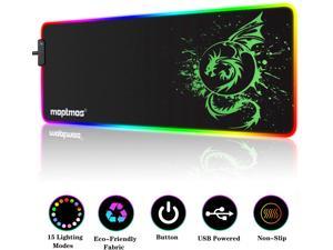 RGB Gaming Mouse Pad, Soft Extra Large LED Mouse Pad with 15 Lighting Modes,Anime Dragon Mouse Pad Mat,Smooth Surface Waterproof Gamer Mouse Pad for Computer 31.5 X 12 Inch (Green)