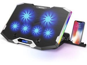 Laptop Cooling Pad Silver Wing Cooler, RGB Lighting Laptop Cooler Fan Compatible 11-17.3" Laptop, 6 Fans Strong Wind and 7 Lighting Mode Adjustable Angle Laptop Cooling Pad Silver Wing Cooler, RGB Lighting Laptop Cooler Fan Compatible 11-17.3" Laptop, 6 Fans Strong Wind and 7 Lighting Mode Adjustable Angle