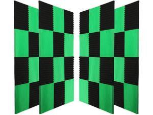 Soundproof Foam Panels Square  Professional 12x12x1 Inch Acoustic Tiles | Wall Noise Canceling Dampening Absorbing Barrier Padding | Studio Ceiling Bedroom, Flameproof Non-Stick, 50 Pack Black Green