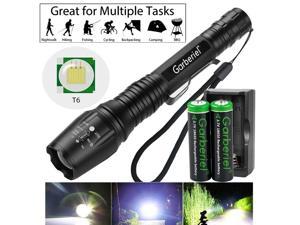 Garberiel Police Tactical SWAT Flashlight Torch 5-Mode T6 LED Zoom Powerful 18650 Aluminum Light Outdoor
Camp Hiking With 2*18650 Rechargeable Battery & Charger Super Bright