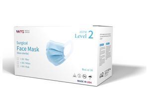 Made in USA, Disposable Face Mask, ASTM Level 2, Comfortable Earloop Band, FDA registered, Blue, 50/Box, Latex-free Made in USA, Disposable Face Mask, ASTM Level 2, Comfortable Earloop Band, FDA registered, Blue, 50/Box, Latex-free