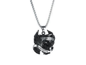 Black Stainless Steel Hawk Eagle Necklace MotorBiker Jewelry