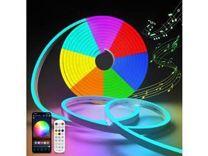 Meevt RGB Neon Rope Light, 12v IP67 Waterproof Dimmable Flexible Silicone Rope Lights with Music Sync, 16.4ft LED Neon Lights Works with Alexa and Google Assistant for Bedroom, Party, DIY, Outdoor
