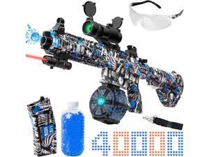 Large Gel Ball Blaster with Drum, M416 Manual & Automatic Dual Mode Gel Ball Blaster with 40000 Water Beads, for Outdoor Activities - Shooting Team Game, Ages 12+, Blue Devil
