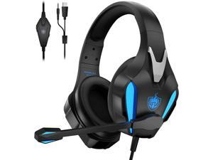 PHOINIKAS PS4 Gaming Headset for PC PS5 Switch H9 Xbox One Headset with Noise Cancelling Mic Over Ear Stereo Headphones with Bass Surround Blue