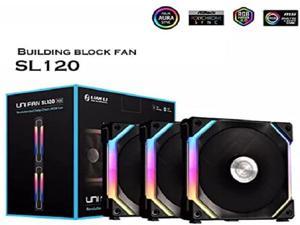 Lian Li UNI Fan SL120 3 Pack Black - with Controller (ARGB 120mm LED PWM Daisy-Chain) 12UF3B