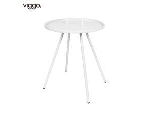 Viggo-Coffee End Table Steel Frame Side Table for Living Room Round Accent Table with handle (White)