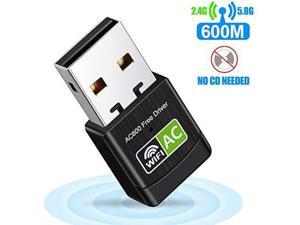 AC600 USB WiFi Adapter, 600Mbps Dual Band 2.4/5Ghz (2.4G/150Mbps+5G/433Mbps) Wireless Adapter Network External Receiver, Mini WiFi Dongle for PC/Laptop/Desktop