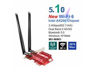 3000M WiFi 6 Card Bluetooth 5.1 with Heat Sink, PCIe Network Card AX 3000Mbps AX200 802.11AX 2.4Ghz/5Ghz Wireless PCI Express Wi-Fi Adapters Dual Band Antenna for Windows 10 64-bit