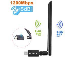USB 3.0 Wifi Adapter - AC1200 Dual Band (5.8G/867Mbps + 2.4 G/300Mbps) 802.11ac Wifi Dongle USB 3.0 Wireless Network Adapter for PC Desktop Laptop Tablet