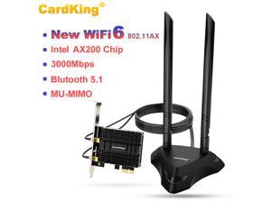 Cardking PCIe WiFi 6 Card for Desktop PC, 3000Mbps 802.11AX Dual Band Wireless Bluetooth 5.1 Adapter with Magnetic Antenna Base, MU-MIMO, OFDMA, Advanced Heat Sink Support Windows 10 64bit