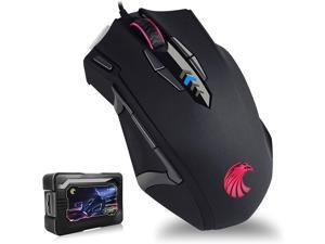 Gaming Mouse with 14 Programmable Buttons, 10000 DPI High Precision Laser, Ergonomic Optical RGB Gaming Mice - Weight Tuning Set for Windows PC Gaming