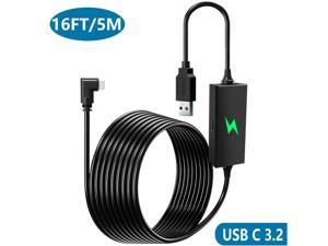 VR Link Cable Compatible with Meta/Oculus Quest 2 with Separate Charging Port- [16FT / 5M] USB 3.0 Type A to C Link Cable with USB 3.2 2A Fast Charging and 5Gbps Date Transfer for VR Headset PC Gaming