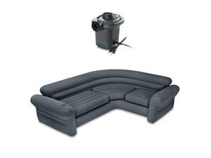 Inflatable Corner Sectional Sofa w/ 120V Quick Fill AC Electric Air Pump
