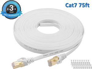 Cat 7 Ethernet Cable 75 ft LAN Cable Internet Network Cord for PS4, Xbox, Router, Modem, Gaming, White Flat Shielded 10 Gigabit RJ45 High Speed Computer Patch Wire. Cat 7 Ethernet Cable 75 ft LAN Cable Internet Network Cord for PS4, Xbox, Router, Modem, Gaming, White Flat Shielded 10 Gigabit RJ45 High Speed Computer Patch Wire.