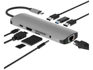 USB C Hub, USB C Adapter 9 in 1 with USB-C Charging, Port of Mic/Audio,3 USB 3.0 Ports, HDMI, SD, Micro SD Compatible for MacBook Pro, Surface Pro,Notebook PC, USB Flash Drives and More USB C Hub, USB C Adapter 9 in 1 with USB-C Charging, Port of Mic/Audio,3 USB 3.0 Ports, HDMI, SD, Micro SD Compatible for MacBook Pro, Surface Pro,Notebook PC, USB Flash Drives and More