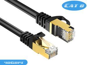 Ethernet Cable 6 ft Cat 8 Outdoor 26AWG Fast Gigabit Ethernet LAN Cable LAN Wire Internet Cable Cord Shielded for Gaming, Modem, Camera, Router, PC, POE, Laptop, PS4, Xbox Black