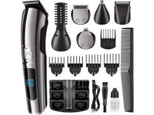 CUUWE Beard Trimmer, Cordless Hair Clippers Hair Trimmer for Men, Waterproof Body Mustache Nose Ear Facial Cutting Groomer, Electric Shaver All in 1 Grooming Kit, USB Rechargeable & LED Display CUUWE Beard Trimmer, Cordless Hair Clippers Hair Trimmer for Men, Waterproof Body Mustache Nose Ear Facial Cutting Groomer, Electric Shaver All in 1 Grooming Kit, USB Rechargeable & LED Display