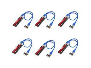 Ubit 6 Pack Latest PCI-E Riser Express Cable PCIE X1 to PCIE X16 (6pin / MOLEX/SATA) with Led Graphics Extension Ethereum ETH Mining Powered Riser Adapter Card+60cm USB 3.0 Cable Ubit 6 Pack Latest PCI-E Riser Express Cable PCIE X1 to PCIE X16 (6pin / MOLEX/SATA) with Led Graphics Extension Ethereum ETH Mining Powered Riser Adapter Card+60cm USB 3.0 Cable