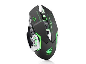 Rechargeable LED Backlit Mute Ergonomic Gaming Wireless Mouse with USB Receiver