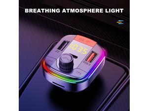 T832 Car Bluetooth FM Transmitter with Colorful Light MP3 Player Powerful QC3.0 Fast Charger for DC12V -24V Vehicles