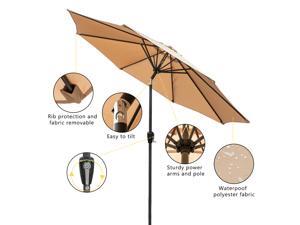2.7M Hand-cranking Style Foldable Waterproof Folding Sunshade Tawny Sturdy and Stable 2.7M Hand-cranking Style Foldable Waterproof Folding Sunshade Tawny Sturdy and Stable