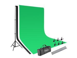 Photography 10ft Backdrop Stand Kit 1.6*3m Green Screen Black White with Clamps Photography 10ft Backdrop Stand Kit 1.6*3m Green Screen Black White with Clamps