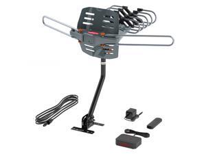 200 Miles Outdoor TV Antenna Motorized Amplified HDTV 36dB UHF VHF with Pole