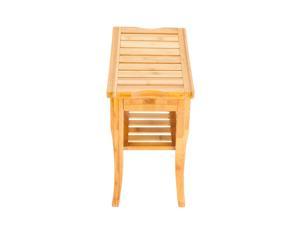 Bathroom Bamboo Shower Bench with Shelf Wood Sauna Bath Spa Seat Stool Furniture