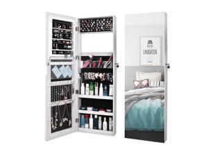 Lockable Door Wall Mounted Jewelry Mirrored Armoire Cabinet Storage Box FullSize