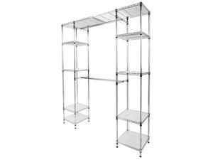 Custom Closet Organizer Shelves System Kit Expandable Clothes Storage Metal Rack Custom Closet Organizer Shelves System Kit Expandable Clothes Storage Metal Rack