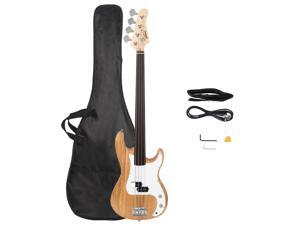 Glarry No Fret Electric Bass Guitar Full Size 4 String Natural Color GP Bass Glarry No Fret Electric Bass Guitar Full Size 4 String Natural Color GP Bass