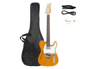 Glarry GTL Semi-Hollow Electric Guitar F Hole HS Pickups Rosewood Fingerboard White Pearl Pickguard Transparent Yellow Glarry GTL Semi-Hollow Electric Guitar F Hole HS Pickups Rosewood Fingerboard White Pearl Pickguard Transparent Yellow